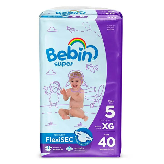 Pañales Bebin Super Flexisec Talla XG Etapa 5 40 Pañales