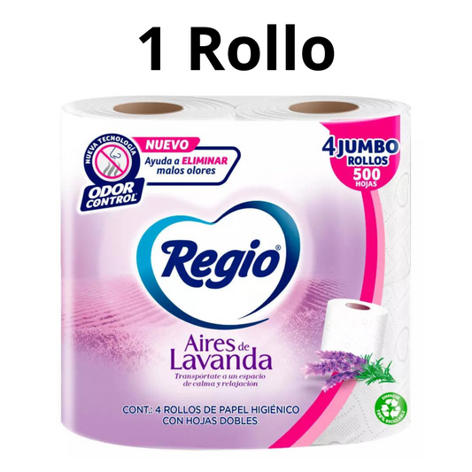 Papel Higienico Regio Aires Lavanda 500 Hojas 1 Rollo