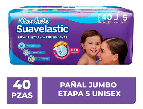 Pañal Suavelastic Max Jumbo Etapa 5 40 pzas