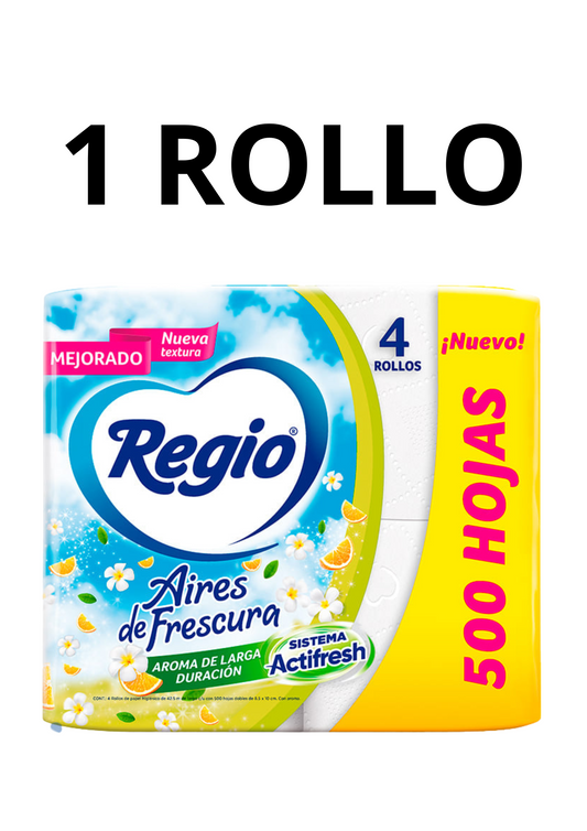 Papel Higienico Regio Aires de Frescura 500 HD 1 Rollo