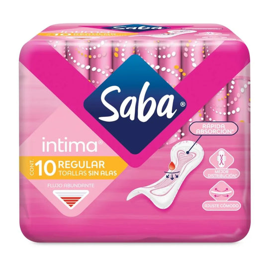 Saba Intima flujo abundante sin alas 10 pzas