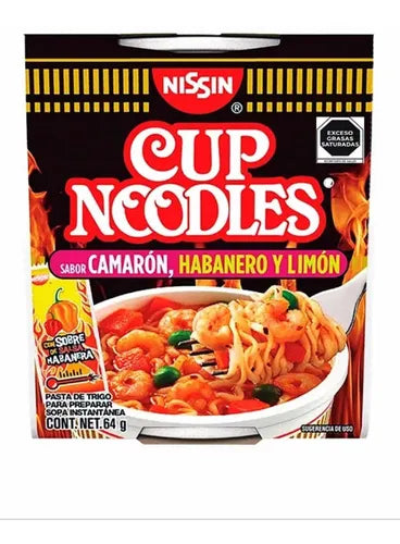 Nissin Cup Camaron, Habanero y Limon 64 gr