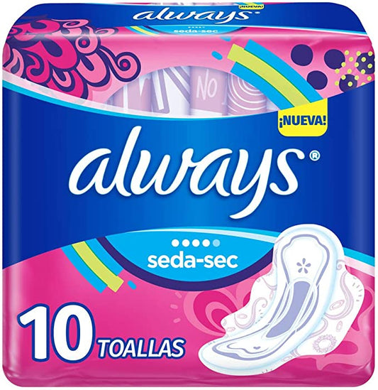 Toallas Always Seda- sec  Dia Con Alas 10 pzas