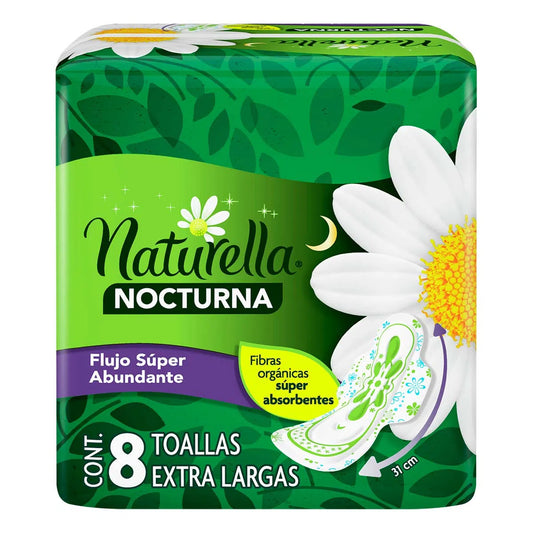 Toallas Femeninas Naturella Nocturna Extra Larga Con Alas 8 Toallas